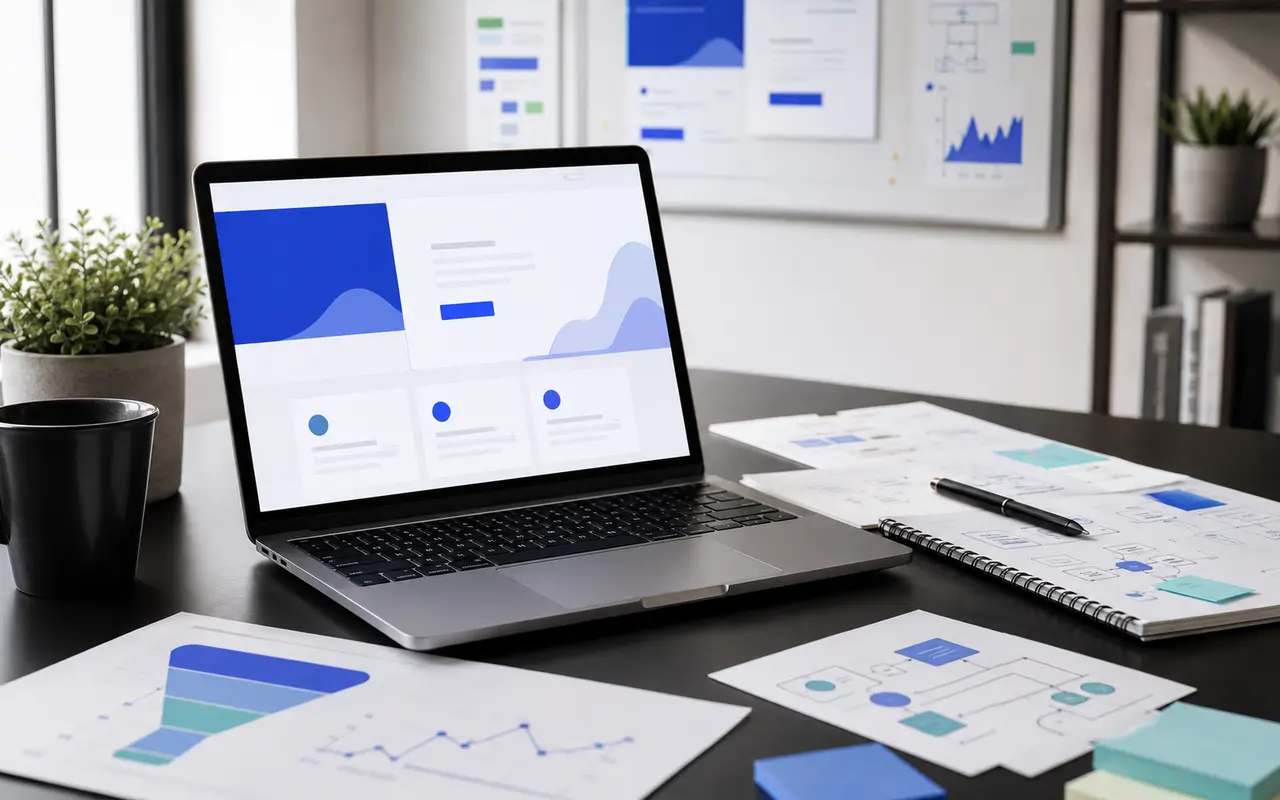 7 conversie-elementen die van websitebezoekers klanten maken Conversiegerichte website en klantreis op een creatieve werkplek